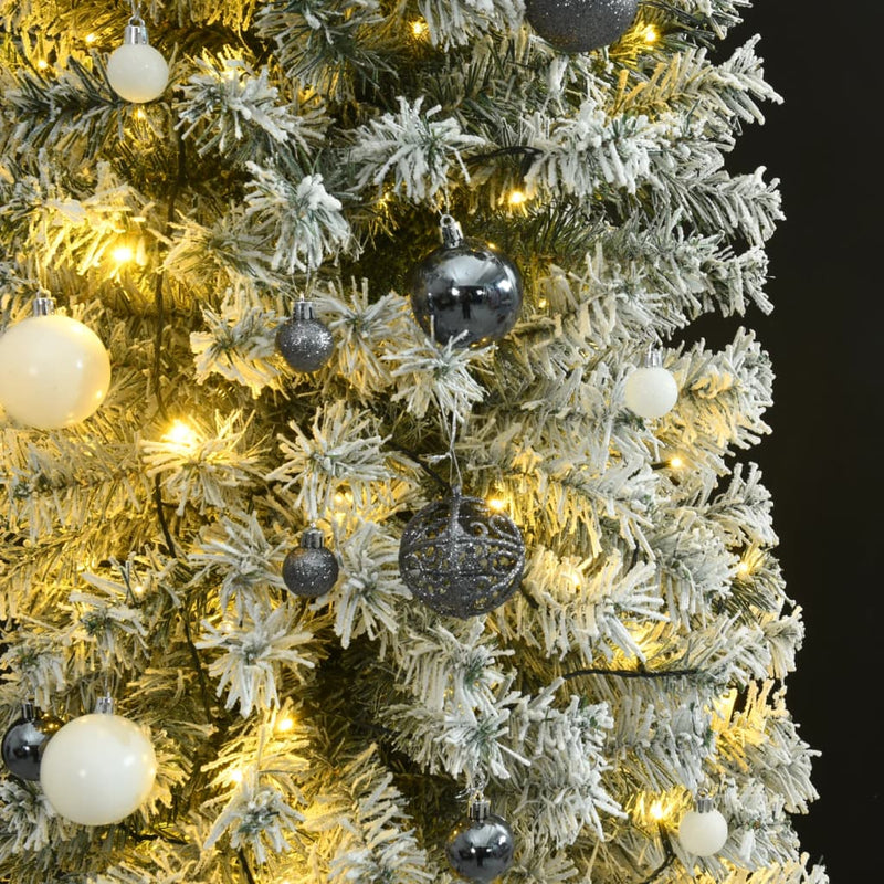 Slim Christmas Tree 300 LEDs & Ball Set & Flocked Snow 300 cm