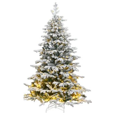 Artificial Hinged Christmas Tree 300 LEDs & Flocked Snow 240 cm