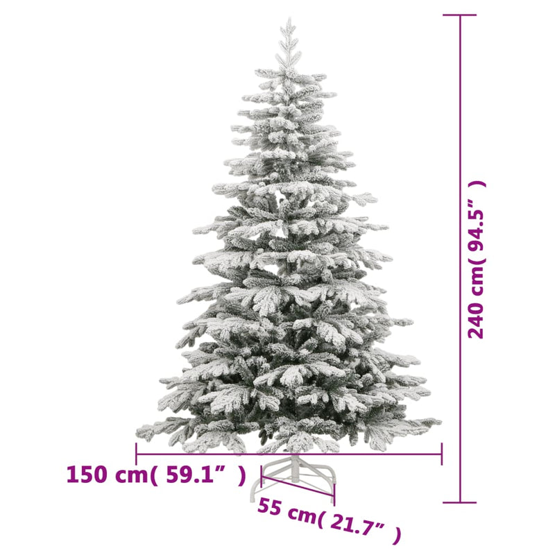 Artificial Hinged Christmas Tree 300 LEDs & Flocked Snow 240 cm