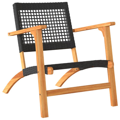 Garden Chairs 2 pcs Black Poly Rattan and Acacia Wood