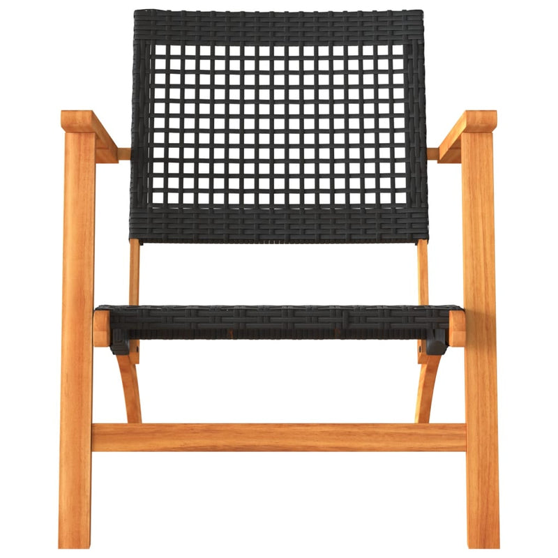 Garden Chairs 2 pcs Black Poly Rattan and Acacia Wood