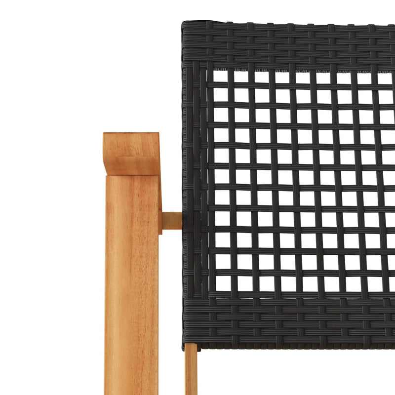 Garden Chairs 2 pcs Black Poly Rattan and Acacia Wood