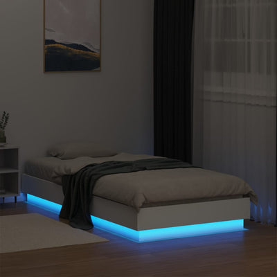 Bed Frame without Mattress with LED Lights White 90x190 cm