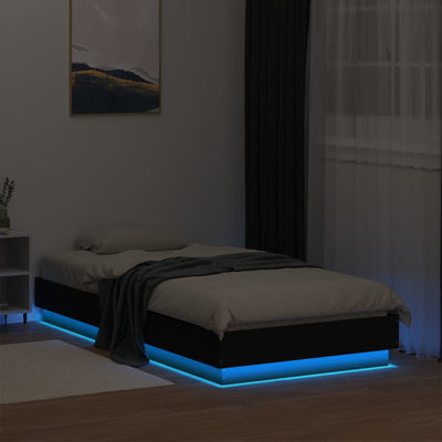 Bed Frame without Mattress with LED Lights Black 90x190 cm