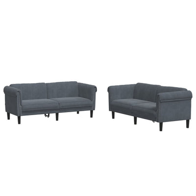 2 Piece Sofa Set Dark Grey Velvet