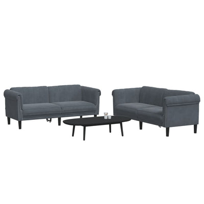 2 Piece Sofa Set Dark Grey Velvet