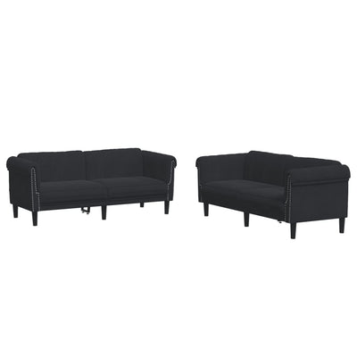 2 Piece Sofa Set Black Velvet