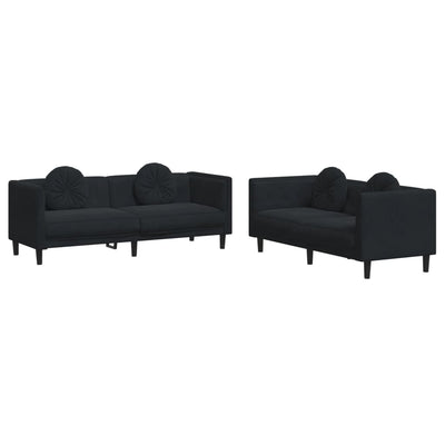 2 Piece Sofa Set with Pillows Black Velvet