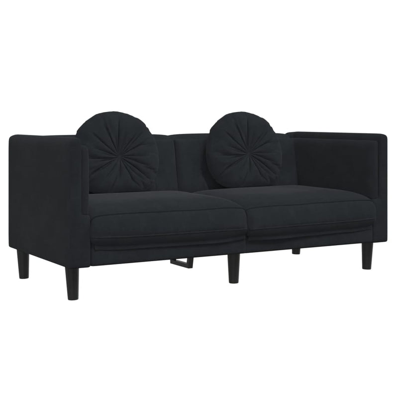 2 Piece Sofa Set with Pillows Black Velvet