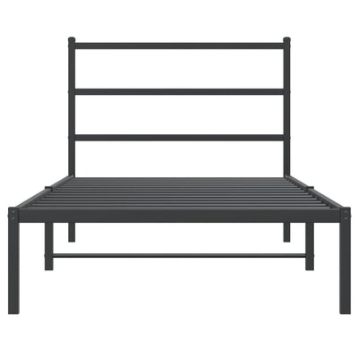 Metal Bed Frame without Mattress with Headboard Black 107x203 cm King Single