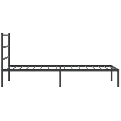 Metal Bed Frame without Mattress with Headboard Black 107x203 cm King Single