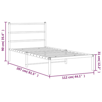 Metal Bed Frame without Mattress with Headboard Black 107x203 cm King Single