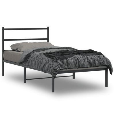 Metal Bed Frame without Mattress with Headboard Black 107x203 cm King Single