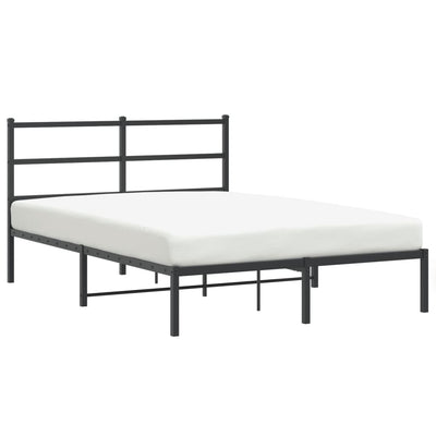 Metal Bed Frame without Mattress with Headboard Black 135x190 cm