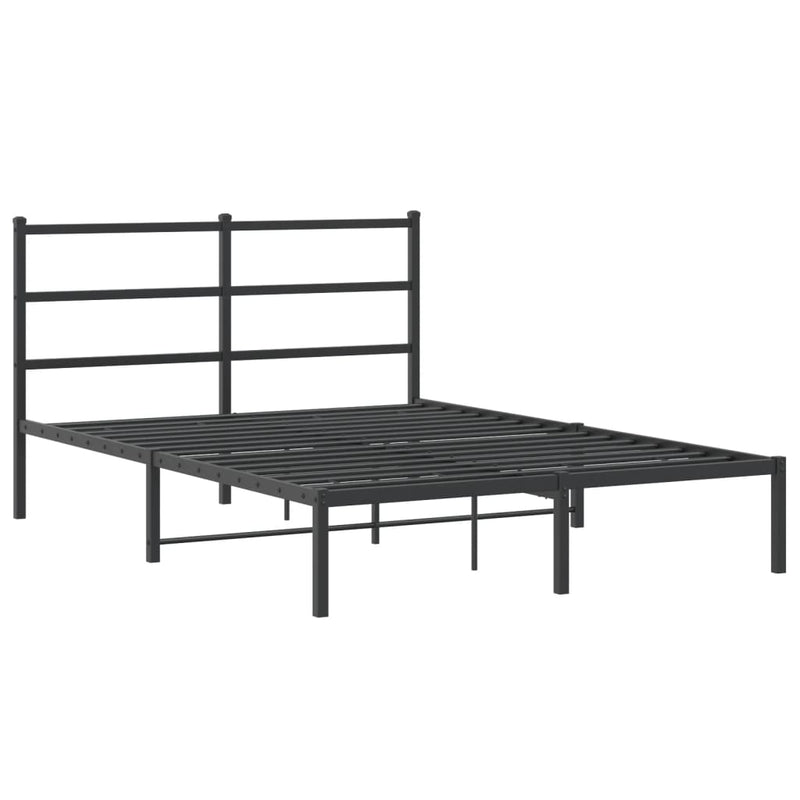 Metal Bed Frame without Mattress with Headboard Black 135x190 cm