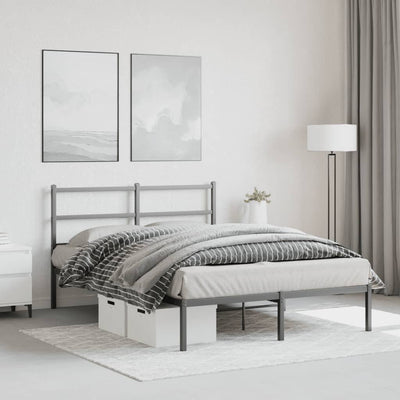 Metal Bed Frame without Mattress with Headboard Black 135x190 cm