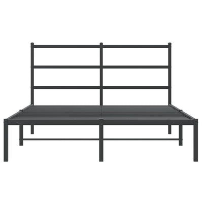 Metal Bed Frame without Mattress with Headboard Black 135x190 cm