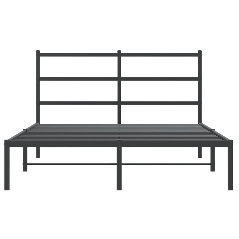 Metal Bed Frame without Mattress with Headboard Black 135x190 cm