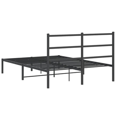 Metal Bed Frame without Mattress with Headboard Black 135x190 cm