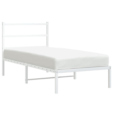 Metal Bed Frame without Mattress with Headboard White 90x190 cm