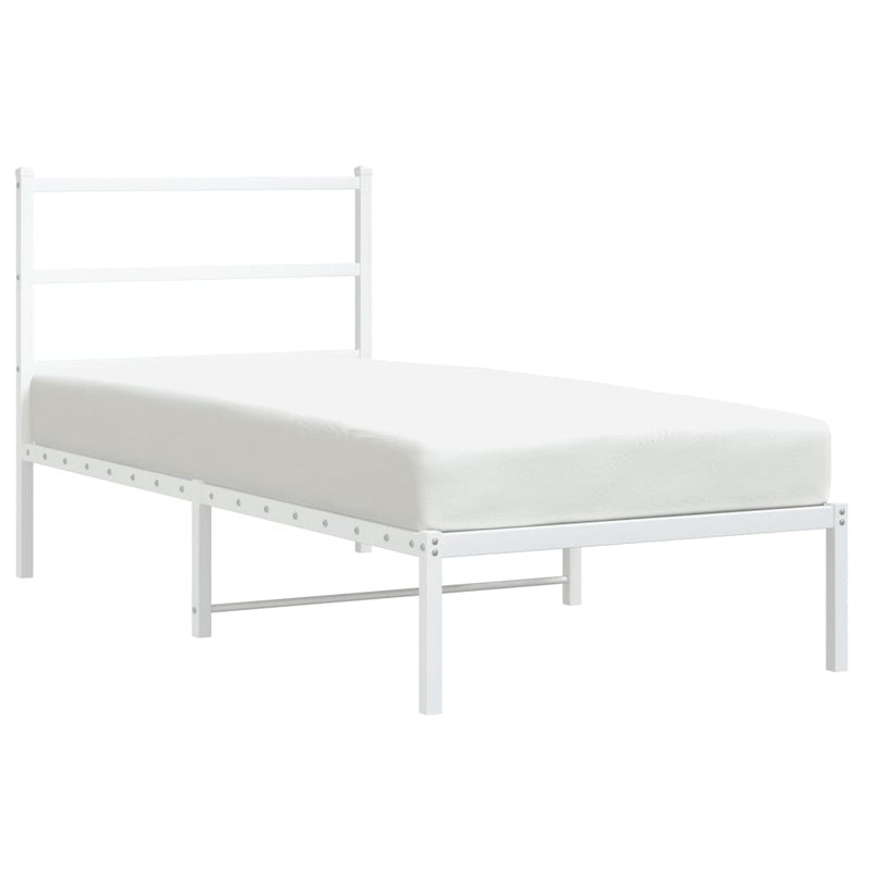 Metal Bed Frame without Mattress with Headboard White 90x190 cm