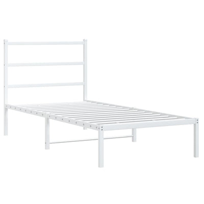 Metal Bed Frame without Mattress with Headboard White 90x190 cm