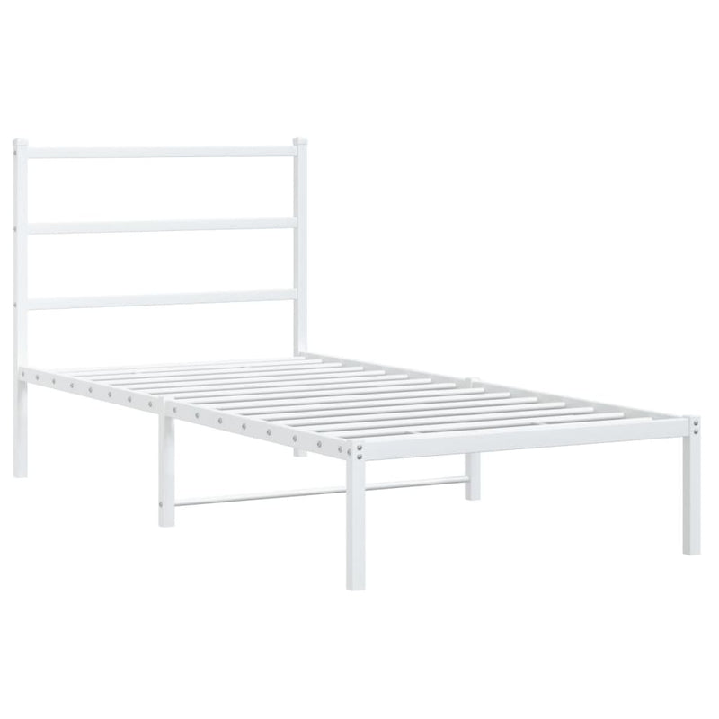 Metal Bed Frame without Mattress with Headboard White 90x190 cm