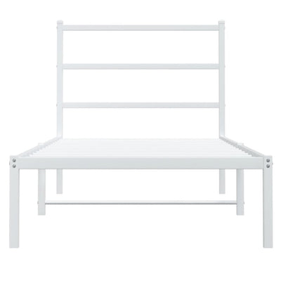 Metal Bed Frame without Mattress with Headboard White 90x190 cm