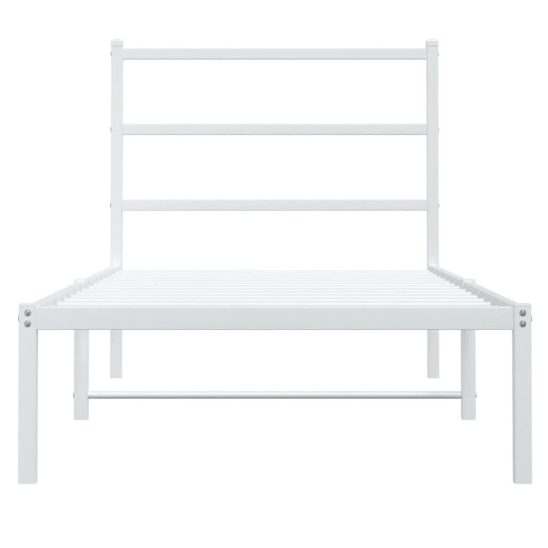 Metal Bed Frame without Mattress with Headboard White 90x190 cm