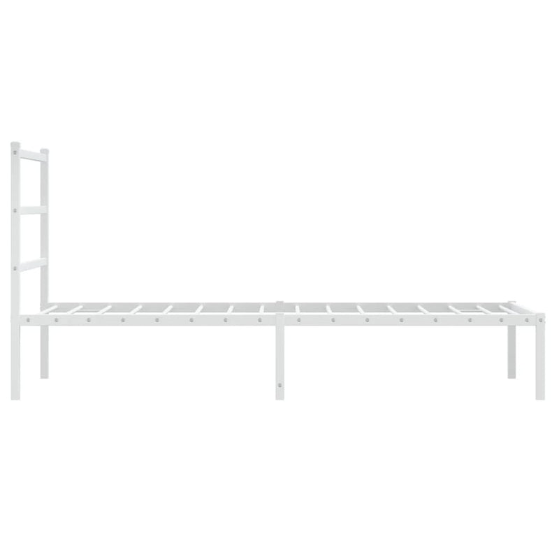 Metal Bed Frame without Mattress with Headboard White 90x190 cm