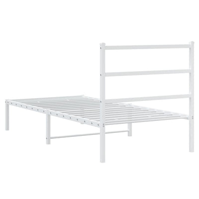 Metal Bed Frame without Mattress with Headboard White 90x190 cm