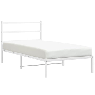 Metal Bed Frame without Mattress with Headboard White 107x203 cm King Single