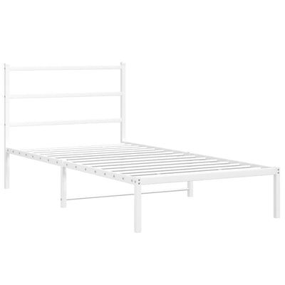 Metal Bed Frame without Mattress with Headboard White 107x203 cm King Single