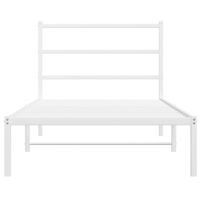 Metal Bed Frame without Mattress with Headboard White 107x203 cm King Single