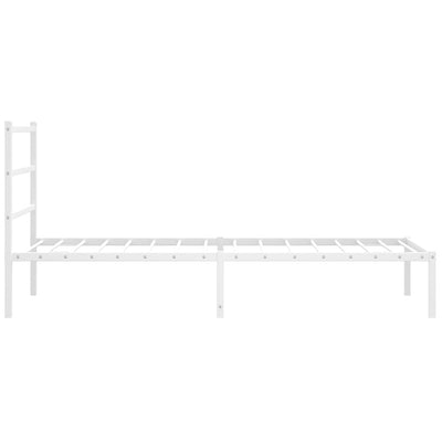 Metal Bed Frame without Mattress with Headboard White 107x203 cm King Single