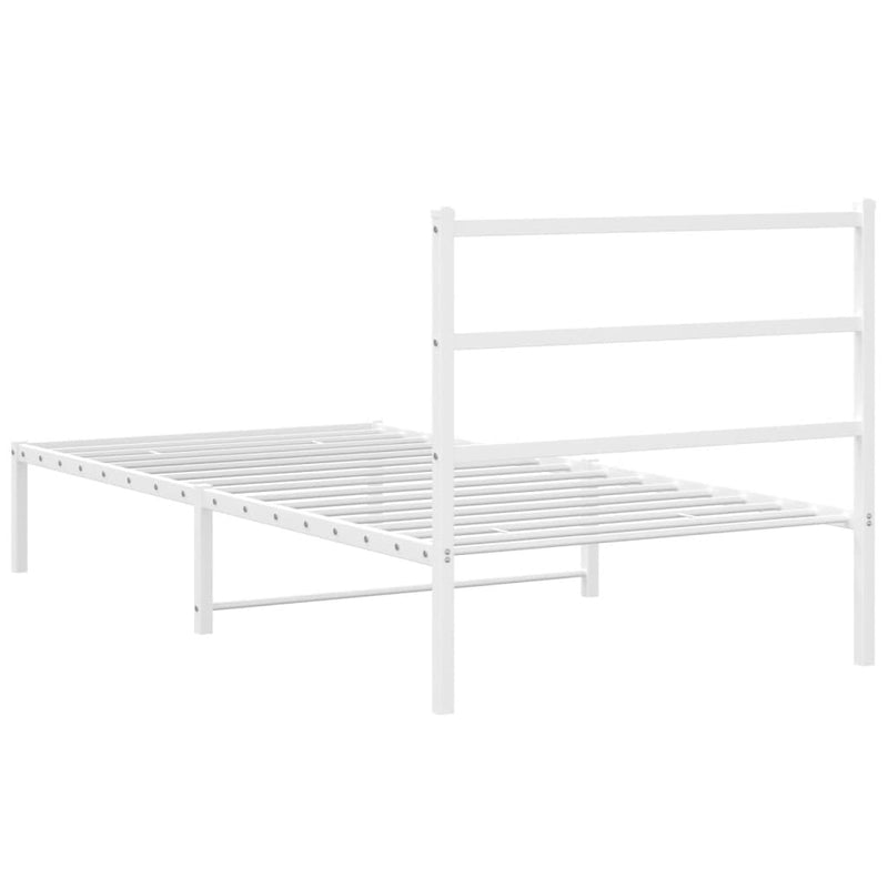 Metal Bed Frame without Mattress with Headboard White 107x203 cm King Single