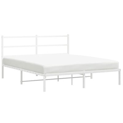 Metal Bed Frame without Mattress with Headboard White 150x200 cm