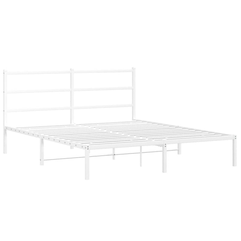 Metal Bed Frame without Mattress with Headboard White 150x200 cm