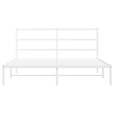 Metal Bed Frame without Mattress with Headboard White 150x200 cm