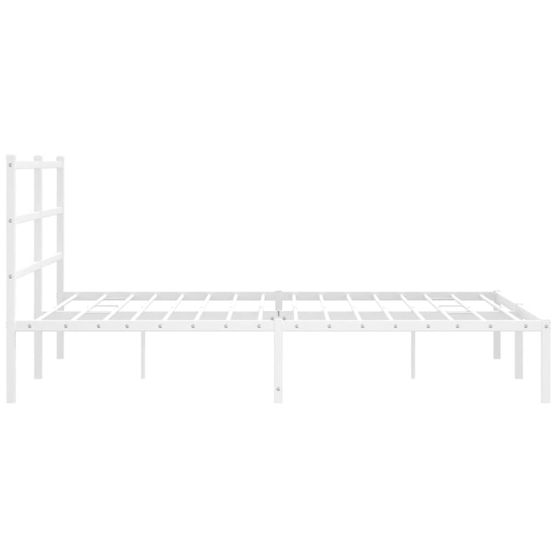 Metal Bed Frame without Mattress with Headboard White 150x200 cm