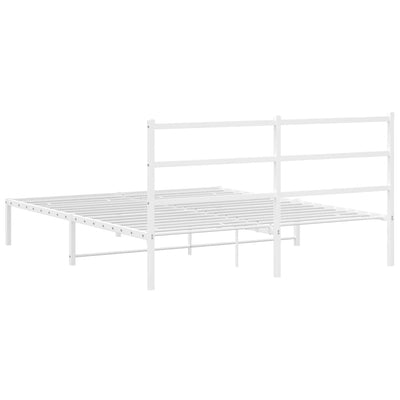 Metal Bed Frame without Mattress with Headboard White 150x200 cm