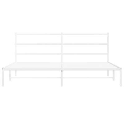 Metal Bed Frame with Headboard White 183x203 cm King Size