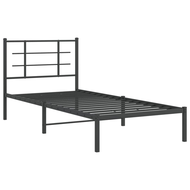 Metal Bed Frame without Mattress with Headboard Black 90x190 cm