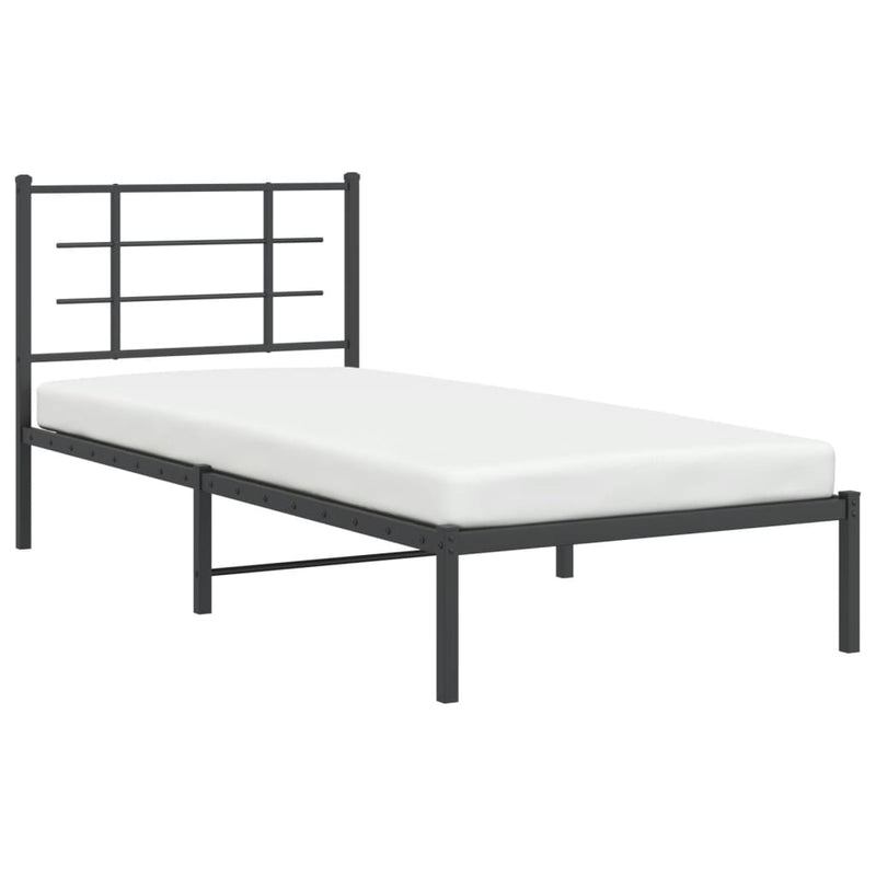 Metal Bed Frame without Mattress with Headboard Black 90x190 cm