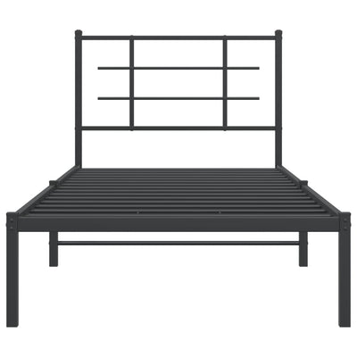 Metal Bed Frame without Mattress with Headboard Black 90x190 cm