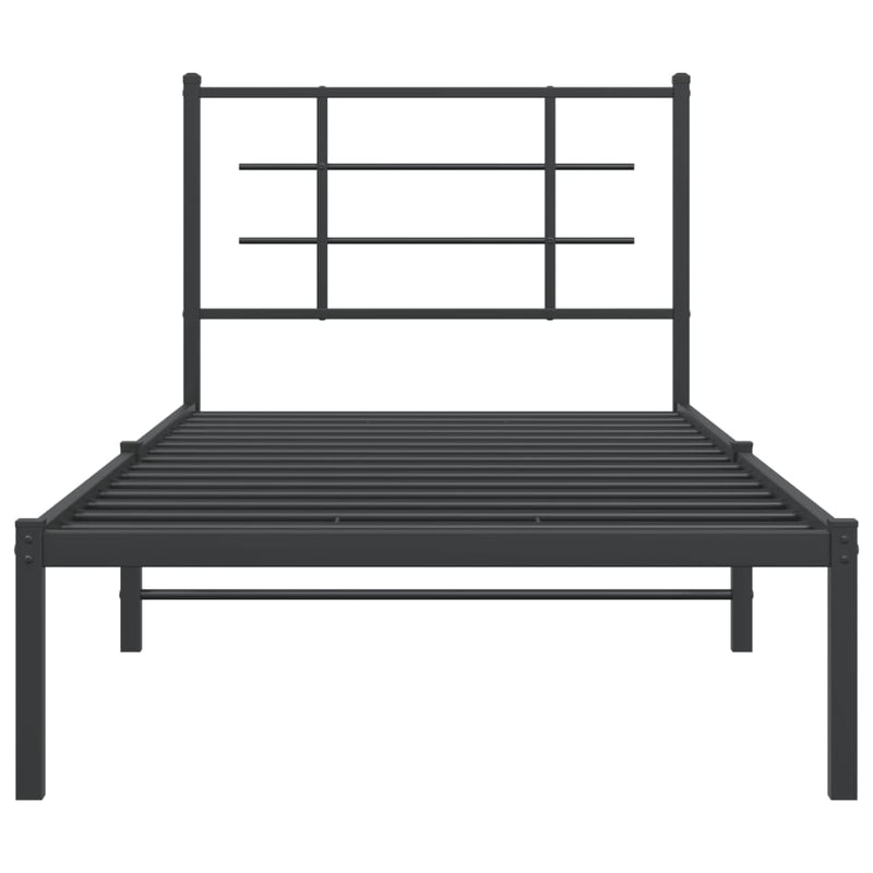 Metal Bed Frame without Mattress with Headboard Black 90x190 cm