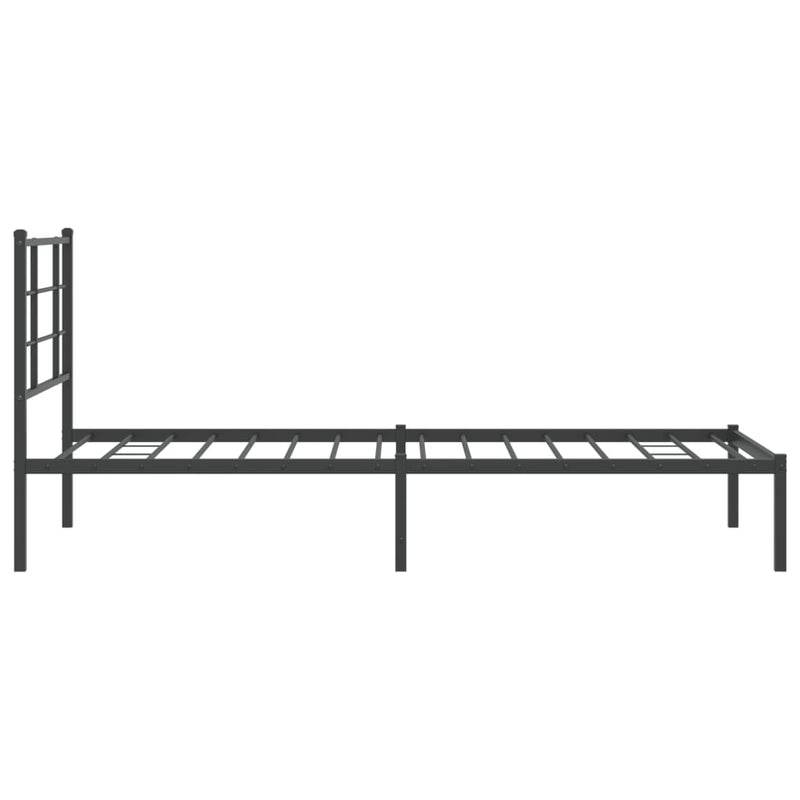 Metal Bed Frame without Mattress with Headboard Black 90x190 cm