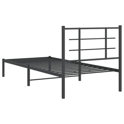 Metal Bed Frame without Mattress with Headboard Black 90x190 cm