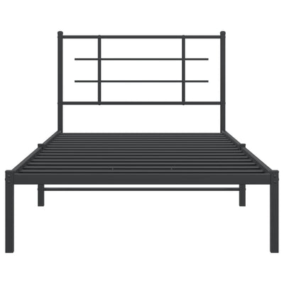 Metal Bed Frame without Mattress with Headboard Black 107x203 cm King Single