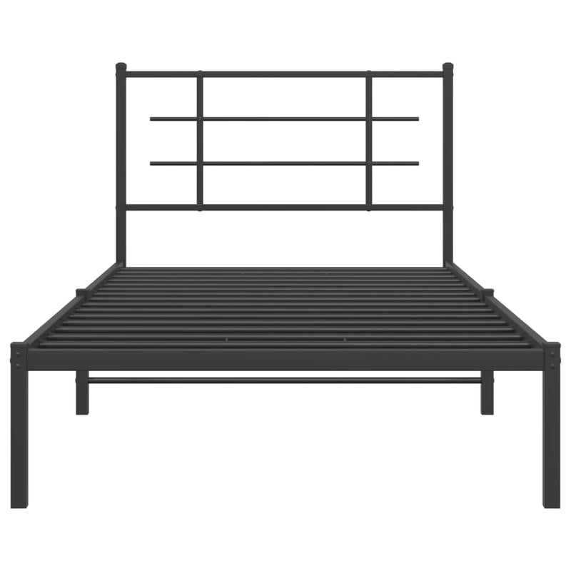 Metal Bed Frame without Mattress with Headboard Black 107x203 cm King Single